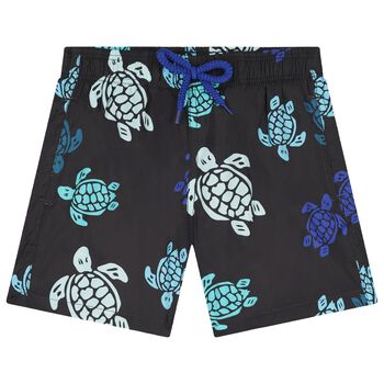 Boys Navy Blue Turtle Swim Shorts