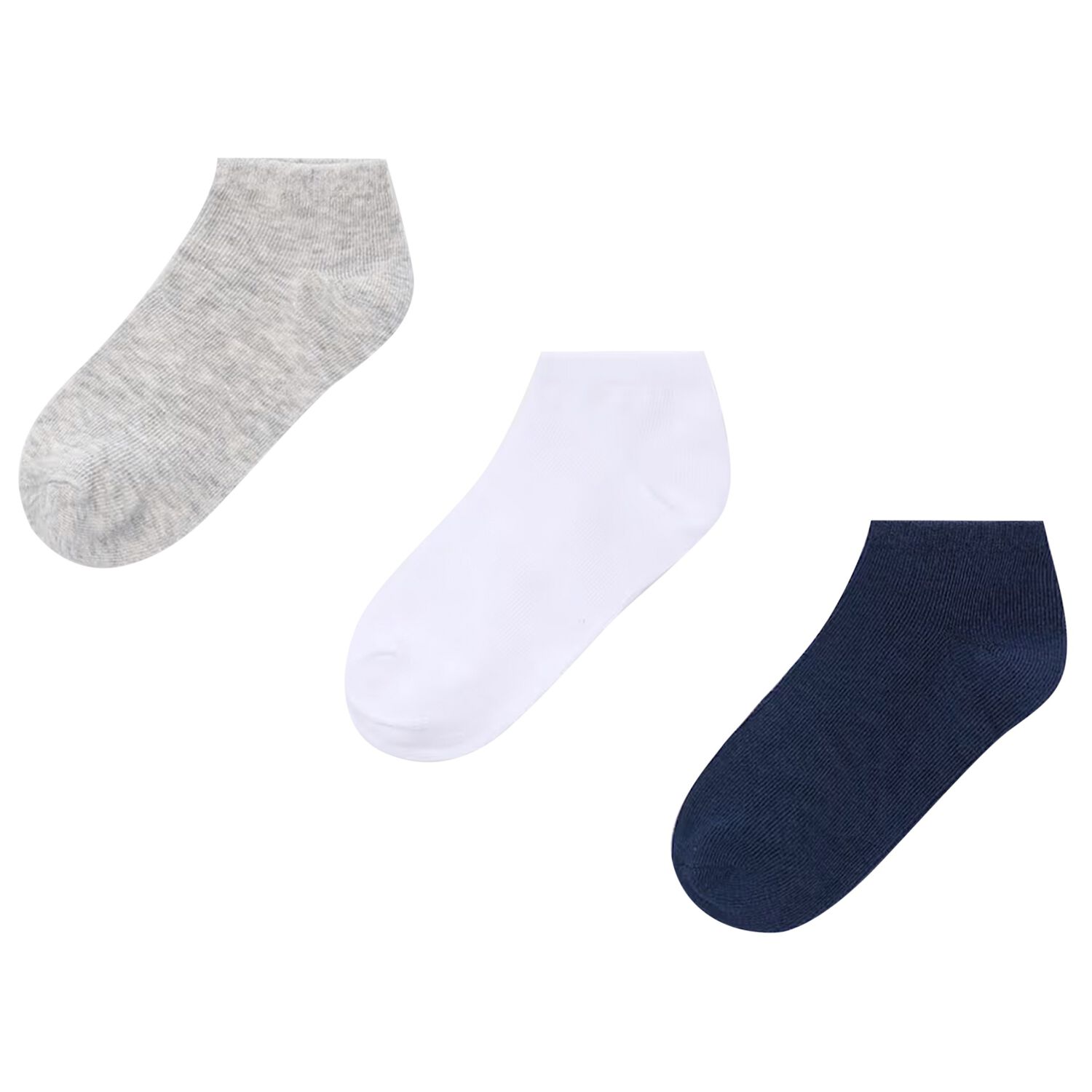 Boys Grey, Navy Blue & White Socks (3 Pack) , 4, hi-res