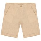 Boys White & Beige Shorts Set, 1, hi-res