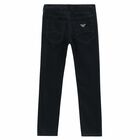 Boys Navy Blue Logo Jeans , 1, hi-res