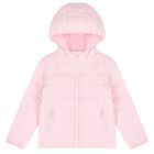 Girls Pink Logo Padded Puffer Jacket, 1, hi-res
