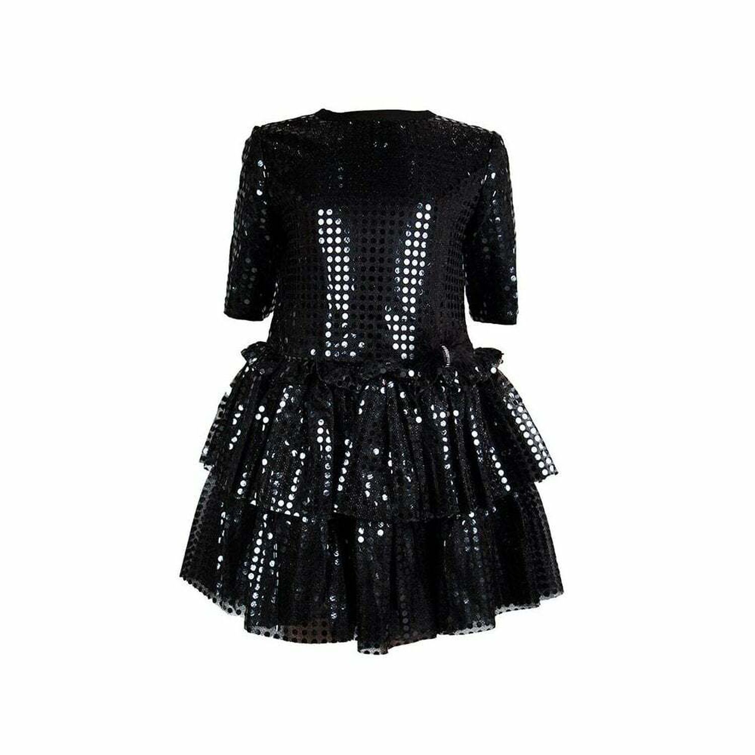 Girls Black Sequin Dress, 1, hi-res