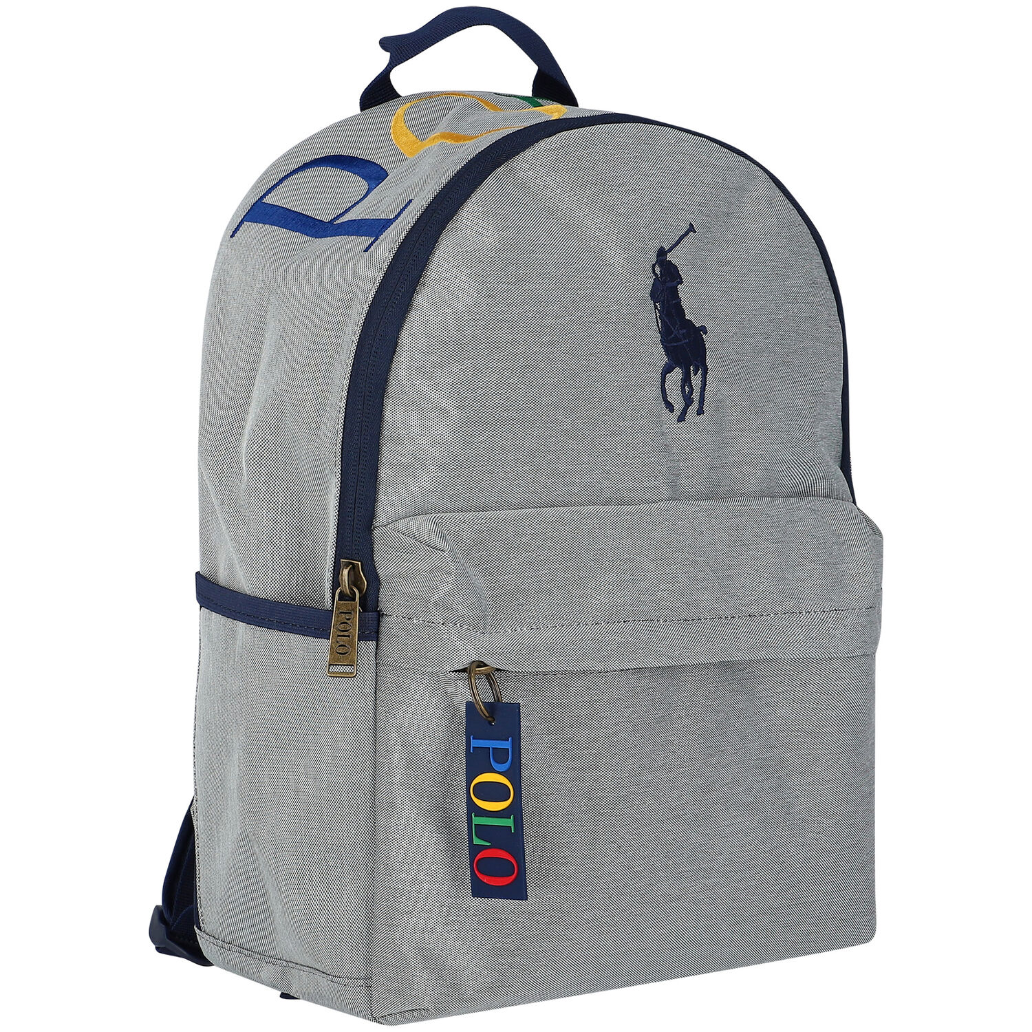 Boys Grey Logo Backpack, 2, hi-res