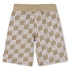 Boys Beige & White Check Logo Shorts, 1, hi-res