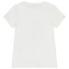 Girls White Teddy Bear Logo T-Shirt, 1, hi-res