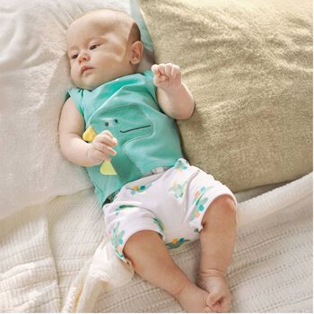 Baby Boys Green Dino Cotton Shorts Sets ( 2-Pack )