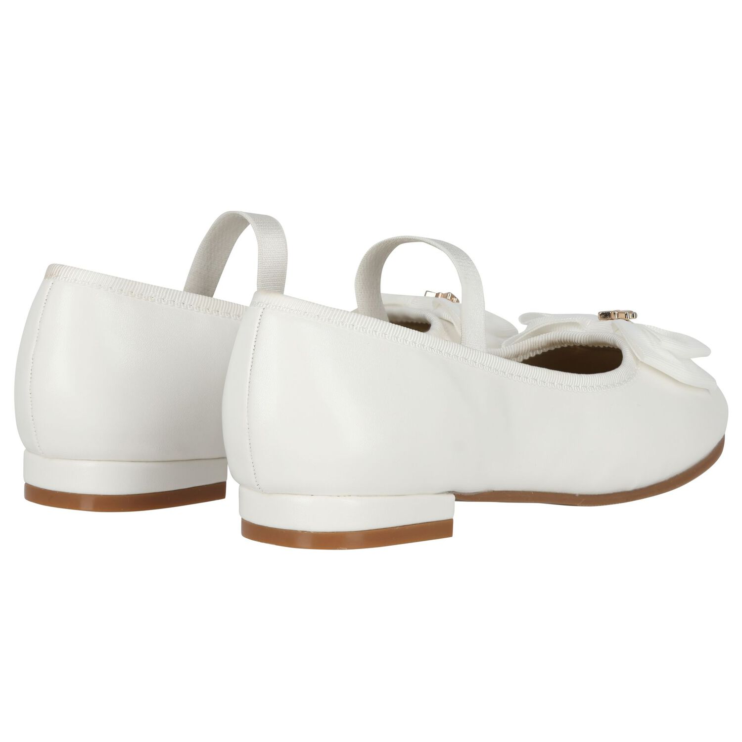 Girls White Bow Leather Shoes, 2, hi-res