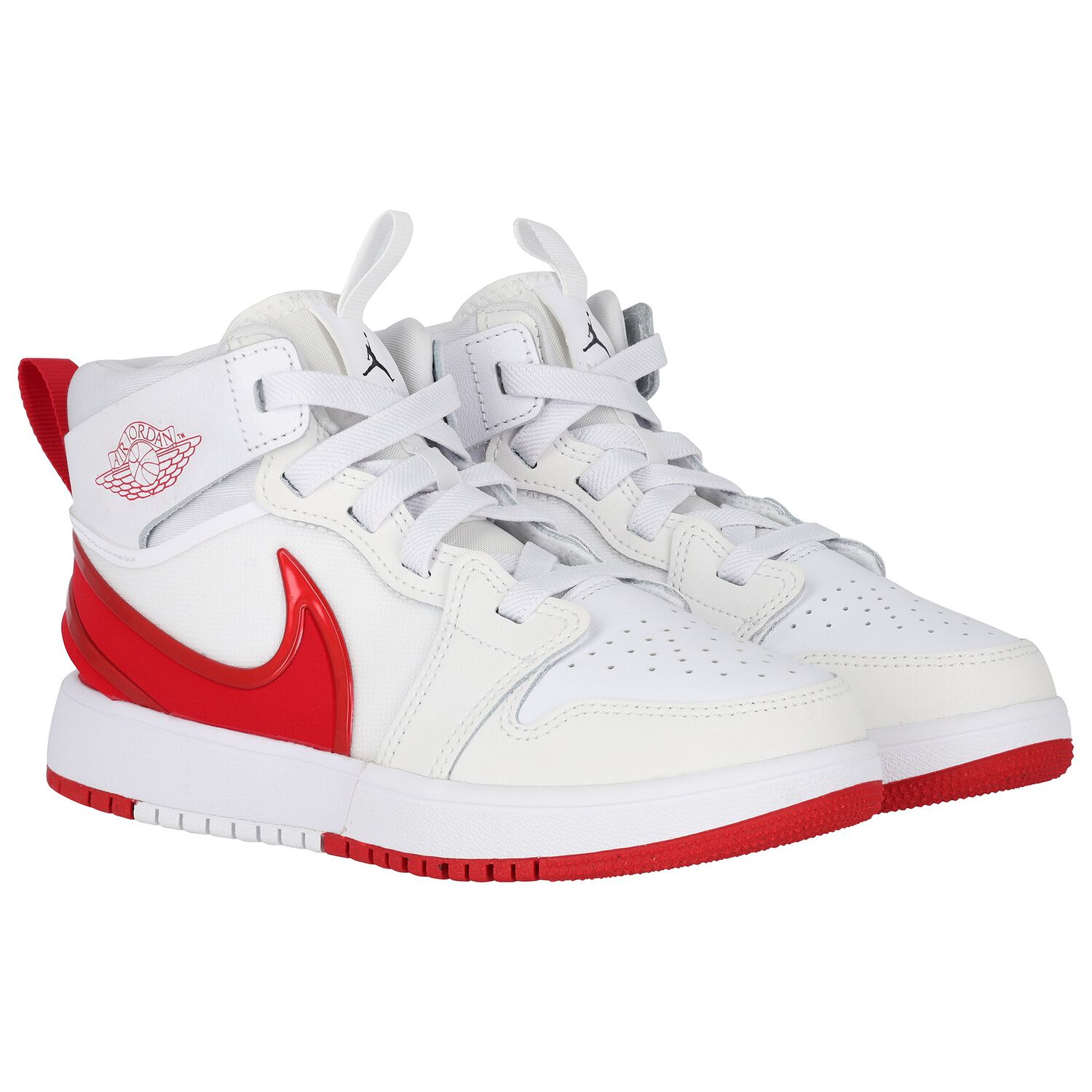 White & Red Jordan 1 Mid Easyon Trainers, 1, hi-res image number null