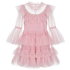 Girls Pink Ruffled Tulle Dress, 1, hi-res