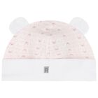Baby Girls White & Pink Teddy Bear Hat, 3, hi-res