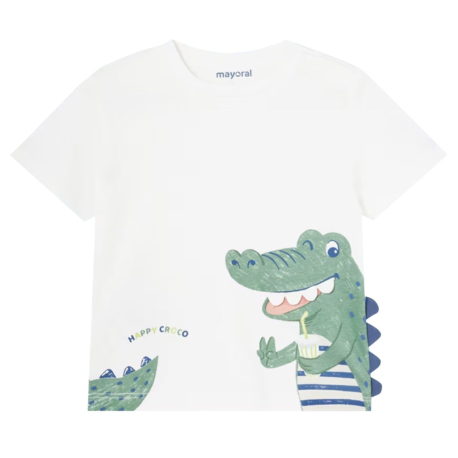 Younger Boys Ivory Crocodile T-Shirt, 2, hi-res