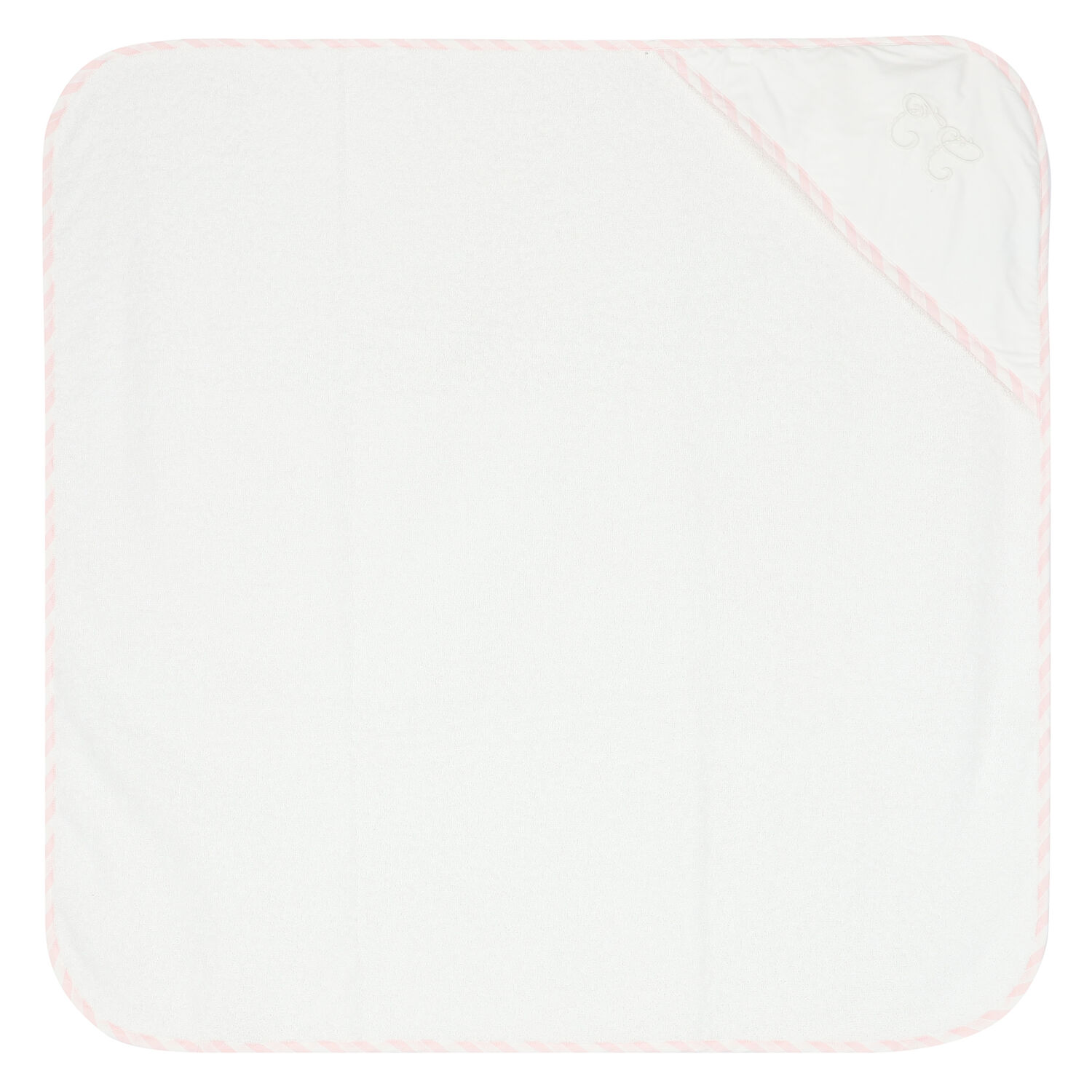 Baby Girls White & Pink Hooded Towel, 1, hi-res