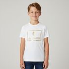 Boys White & Gold Logo T-Shirt, 3, hi-res