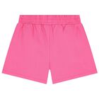 Girls Pink Teddy Bear Logo Shorts, 3, hi-res