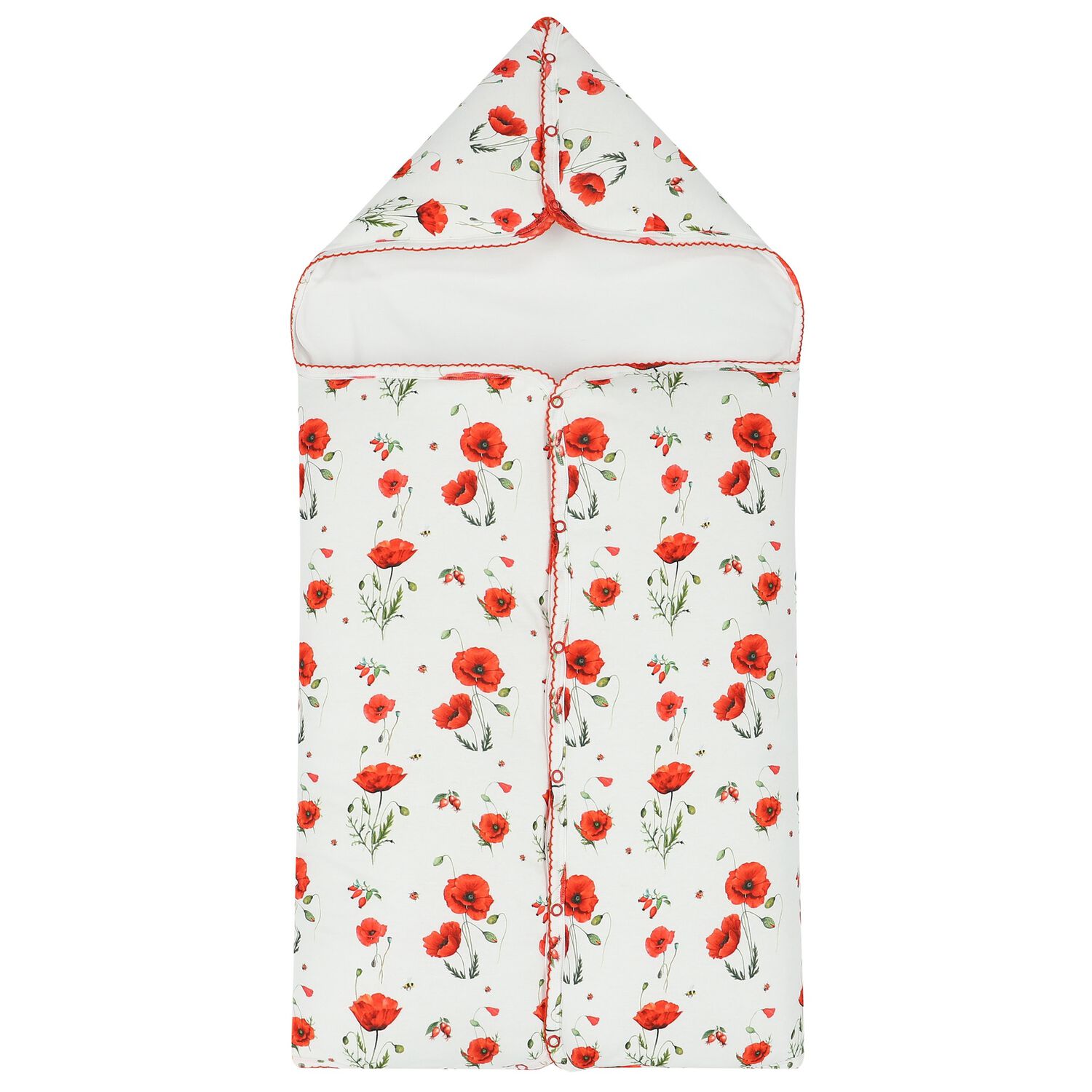 Baby Girls White & Red Poppies Nest, 1, hi-res