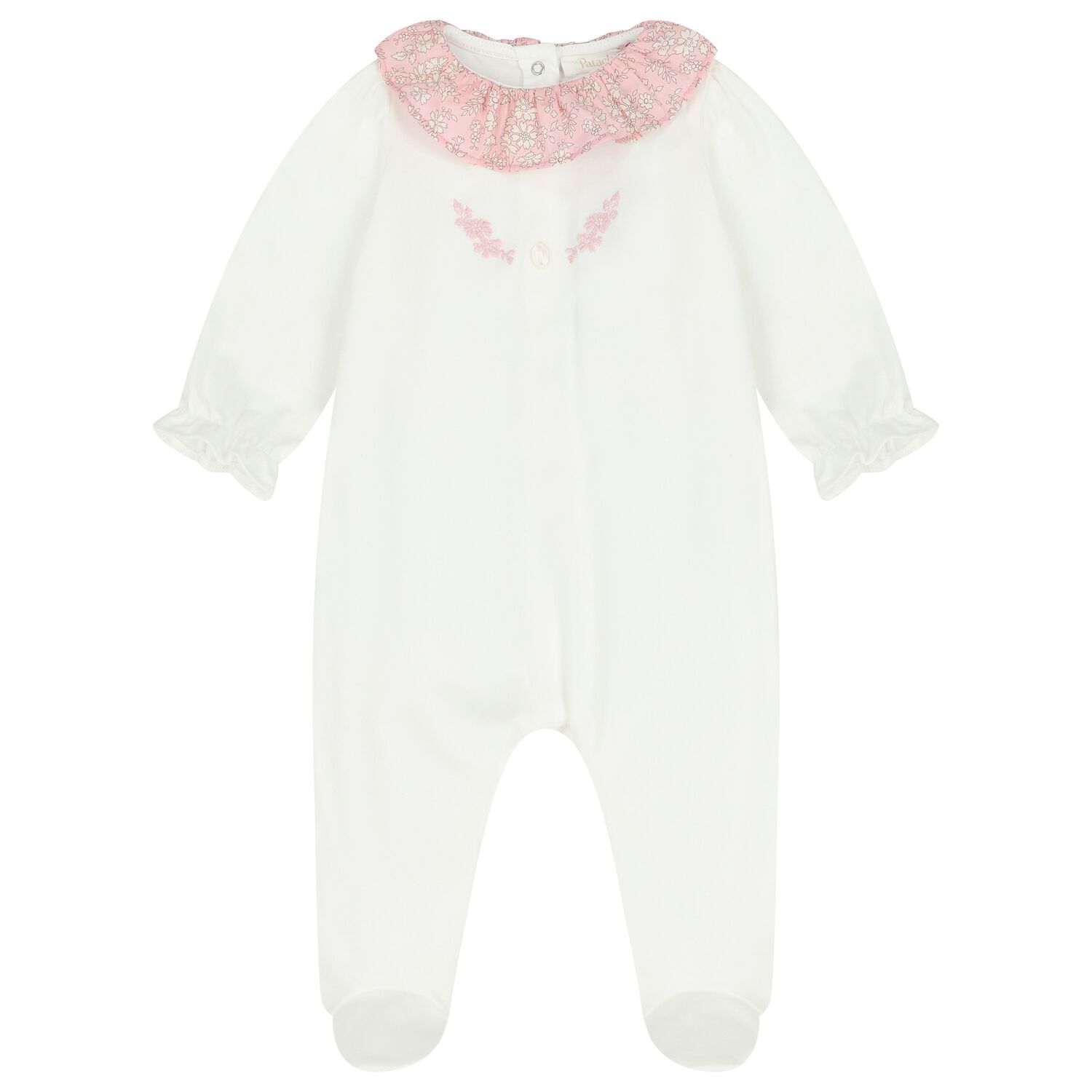 Baby Girls Ivory & Pink Babygrow , 1, hi-res