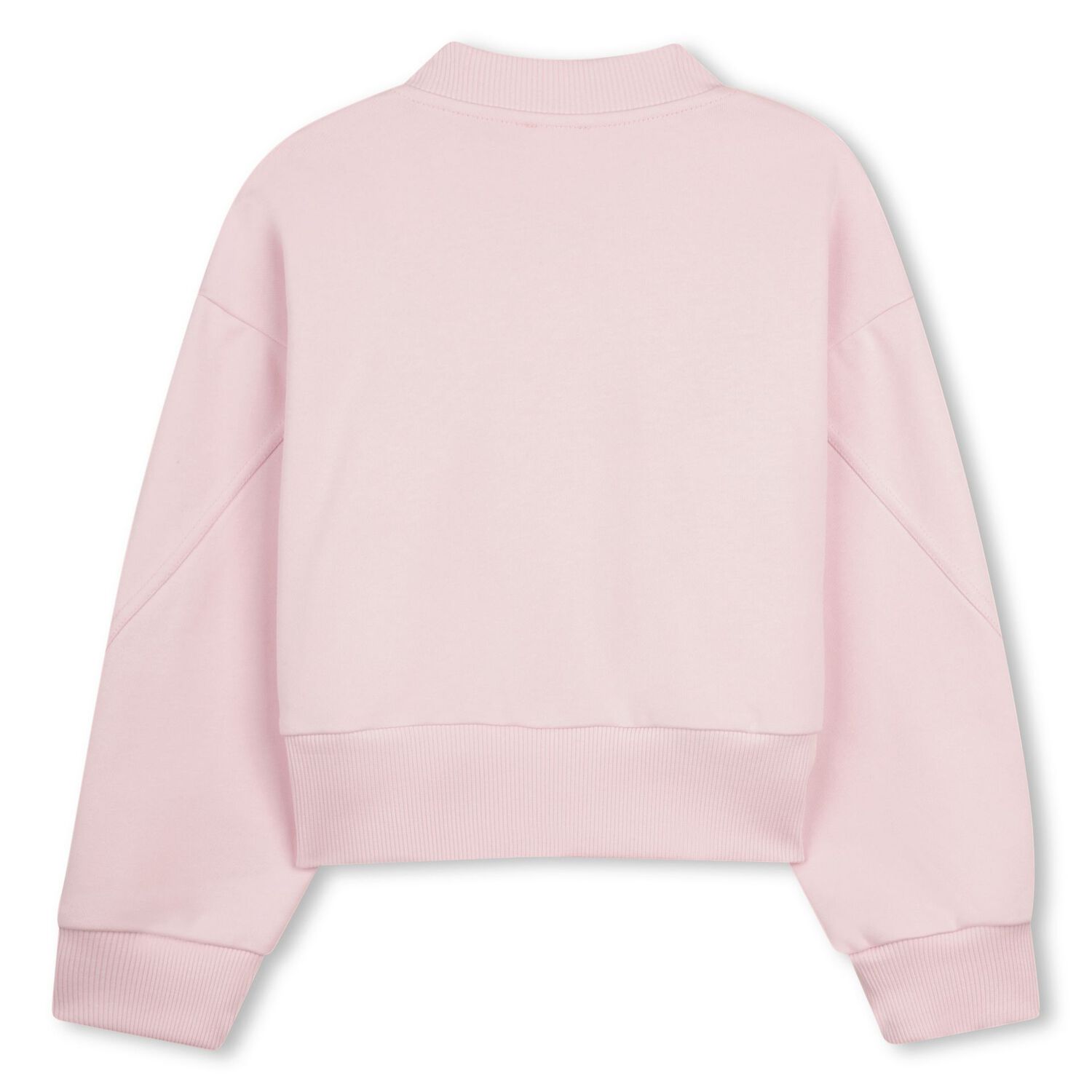 Girls Pink Embroidered Logo Zip Up Top, 1, hi-res