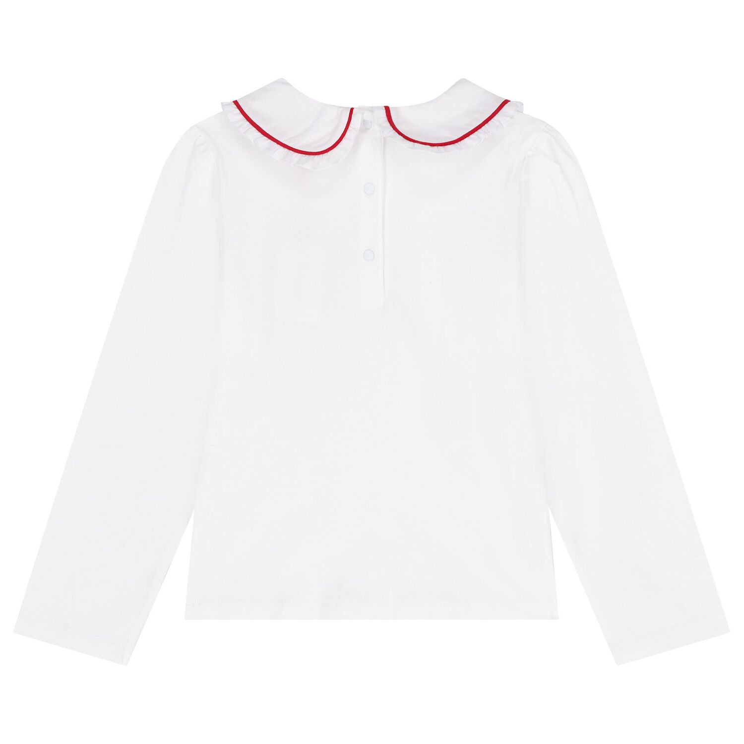 Girls White Bow Long Sleeve Top, 2, hi-res