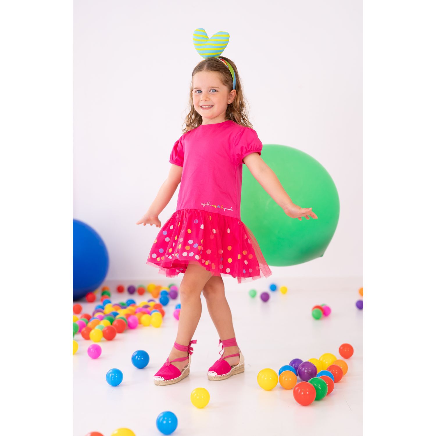 Girls Pink Tulle Dress, 1, hi-res