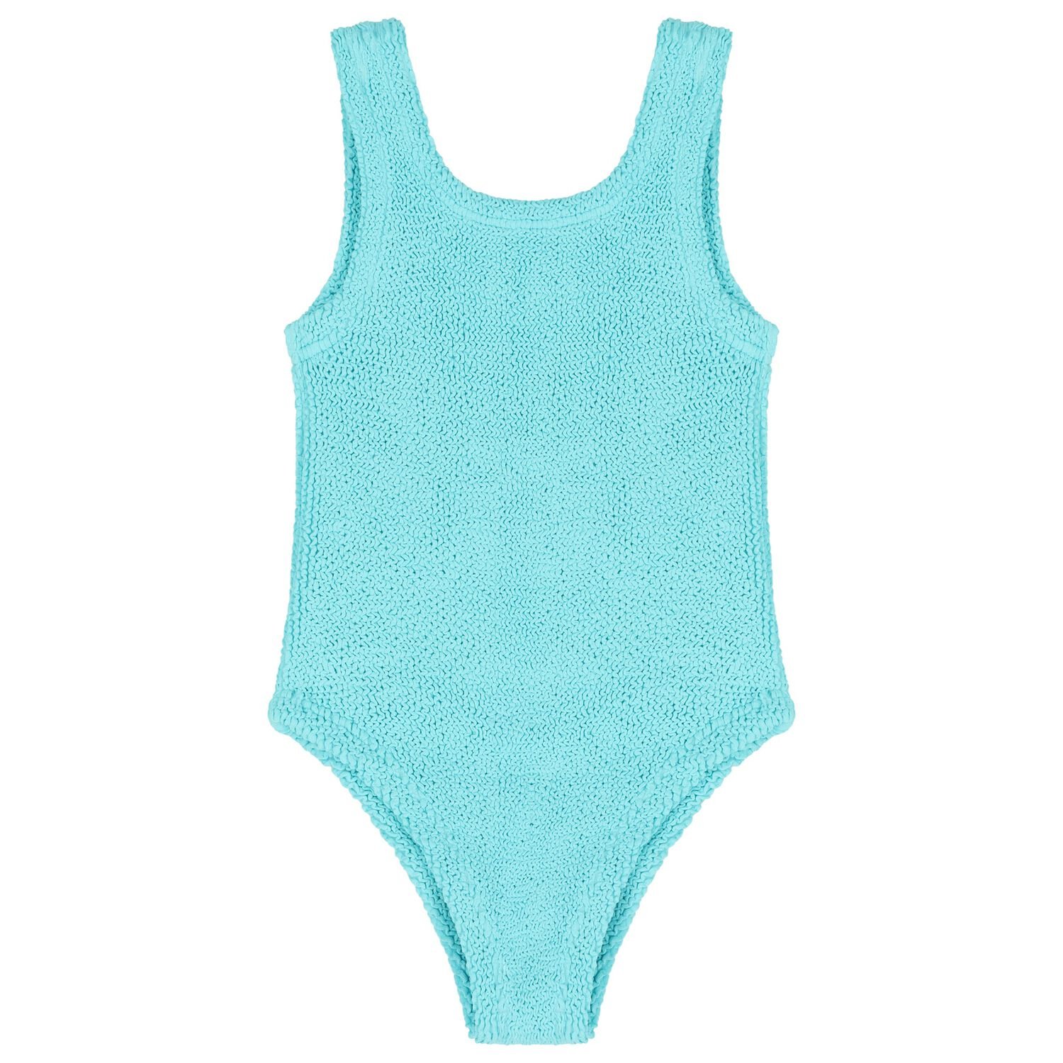 Girls Aqua Crinkle Swimsuit  , 1, hi-res