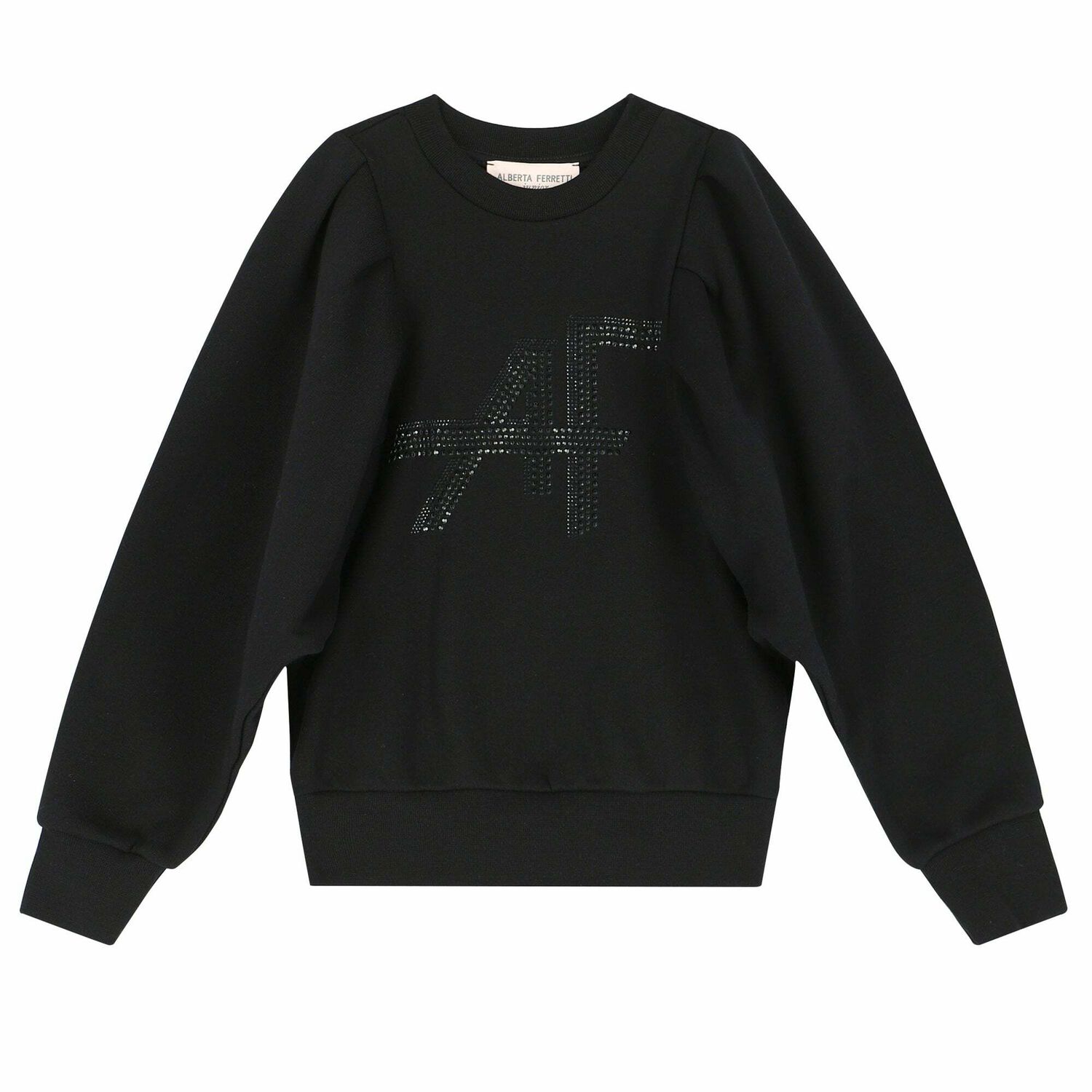 Girls Black Logo Sweatshirt, 1, hi-res