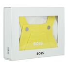 Baby Boys White & Yellow Logo Dungaree Set, 1, hi-res