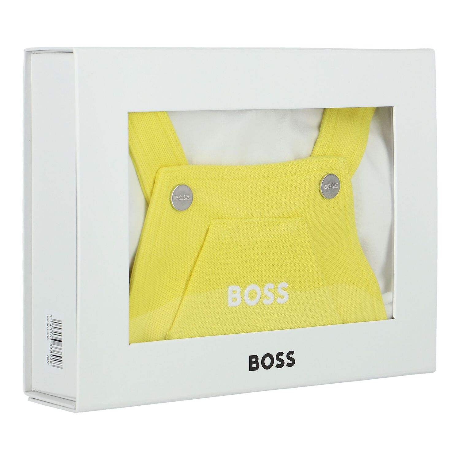 Baby Boys White & Yellow Logo Dungaree Set, 1, hi-res