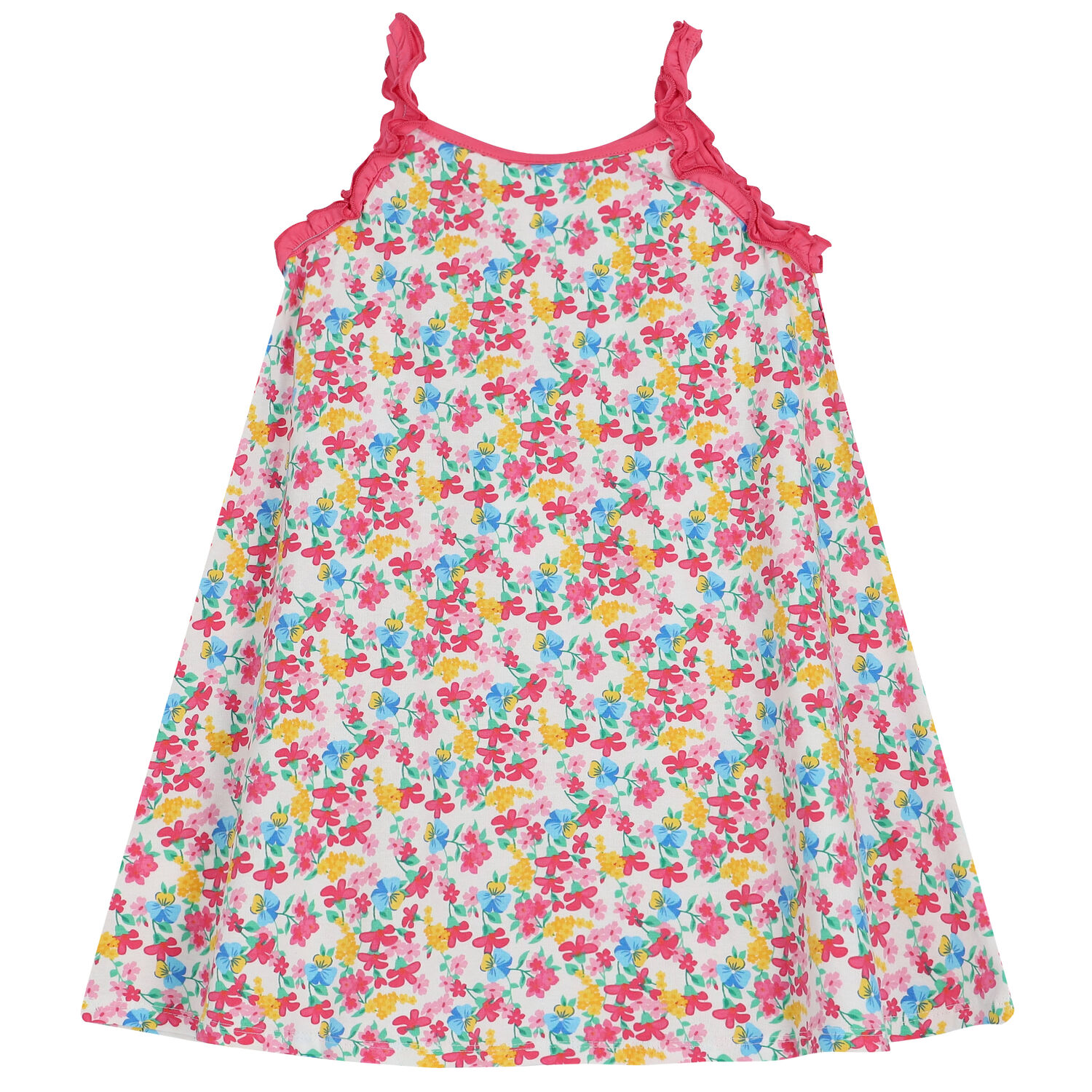 Girls White Floral Dress, 1, hi-res