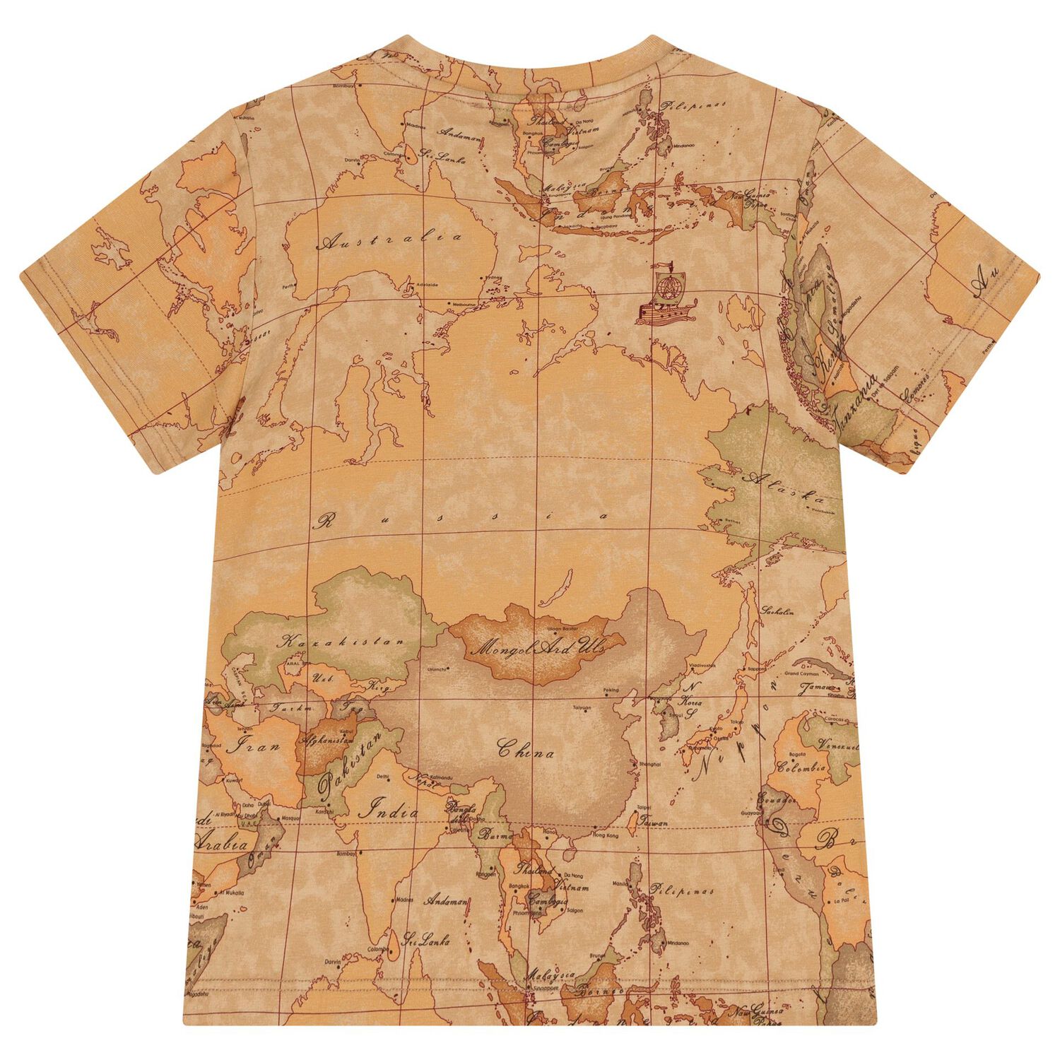 Boys Beige Geo Map T-Shirt, 1, hi-res