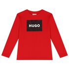 Boys Red Logo Long Sleeve Top, 1, hi-res