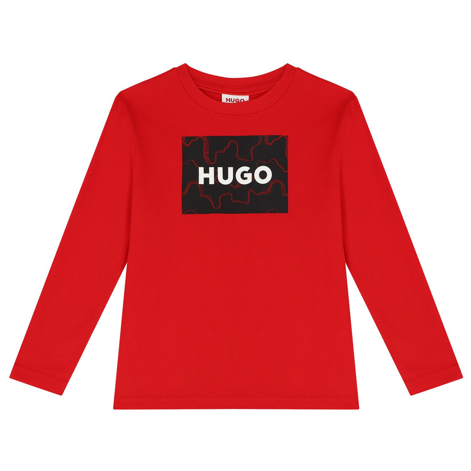 Boys Red Logo Long Sleeve Top, 1, hi-res