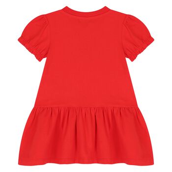 Younger Girls Red Teddy Bear Logo Dress