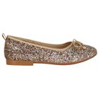 Girls Gold Glitters Ballerina Shoes, 1, hi-res