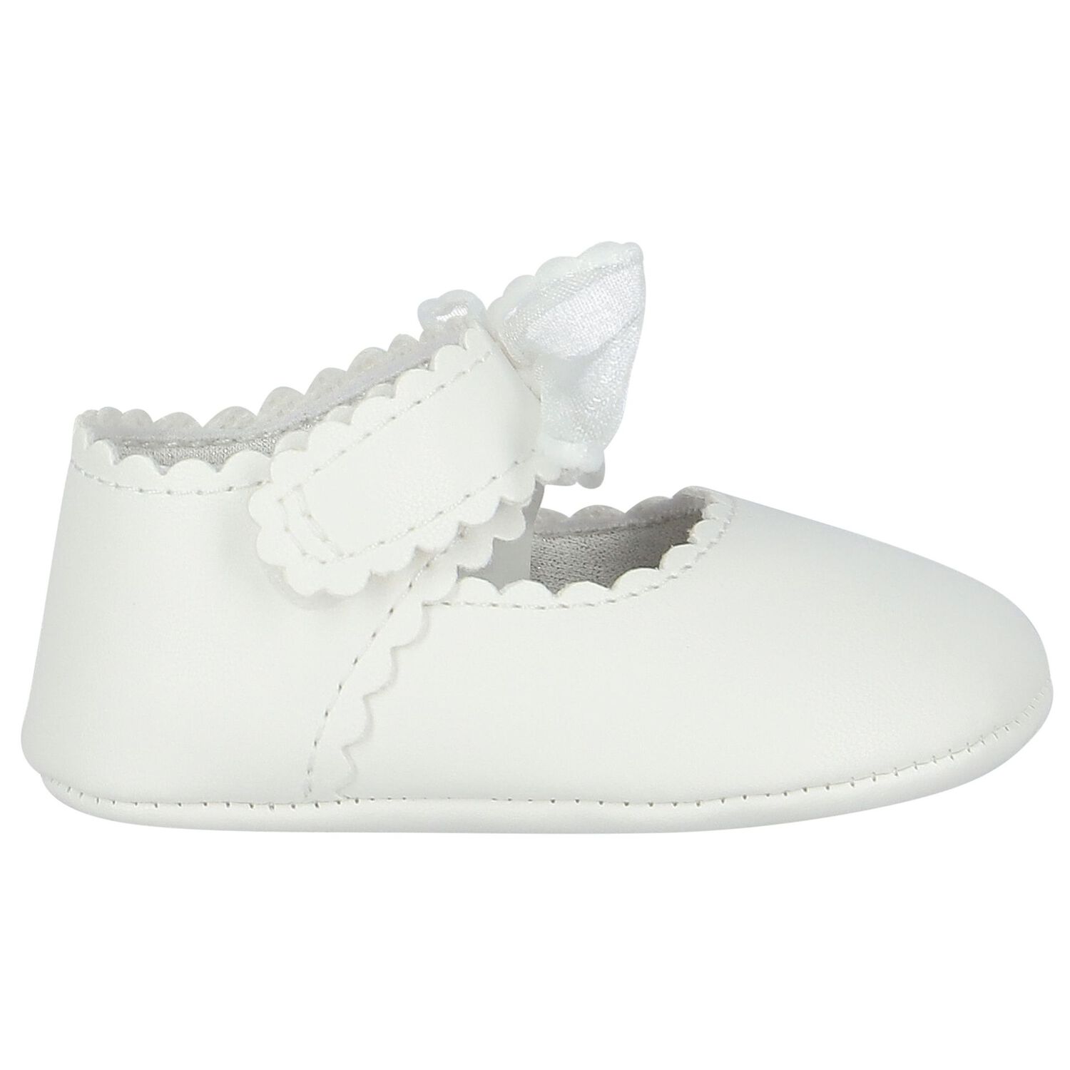 Baby Girls White Bow Pre Walker Shoes, 2, hi-res image number null