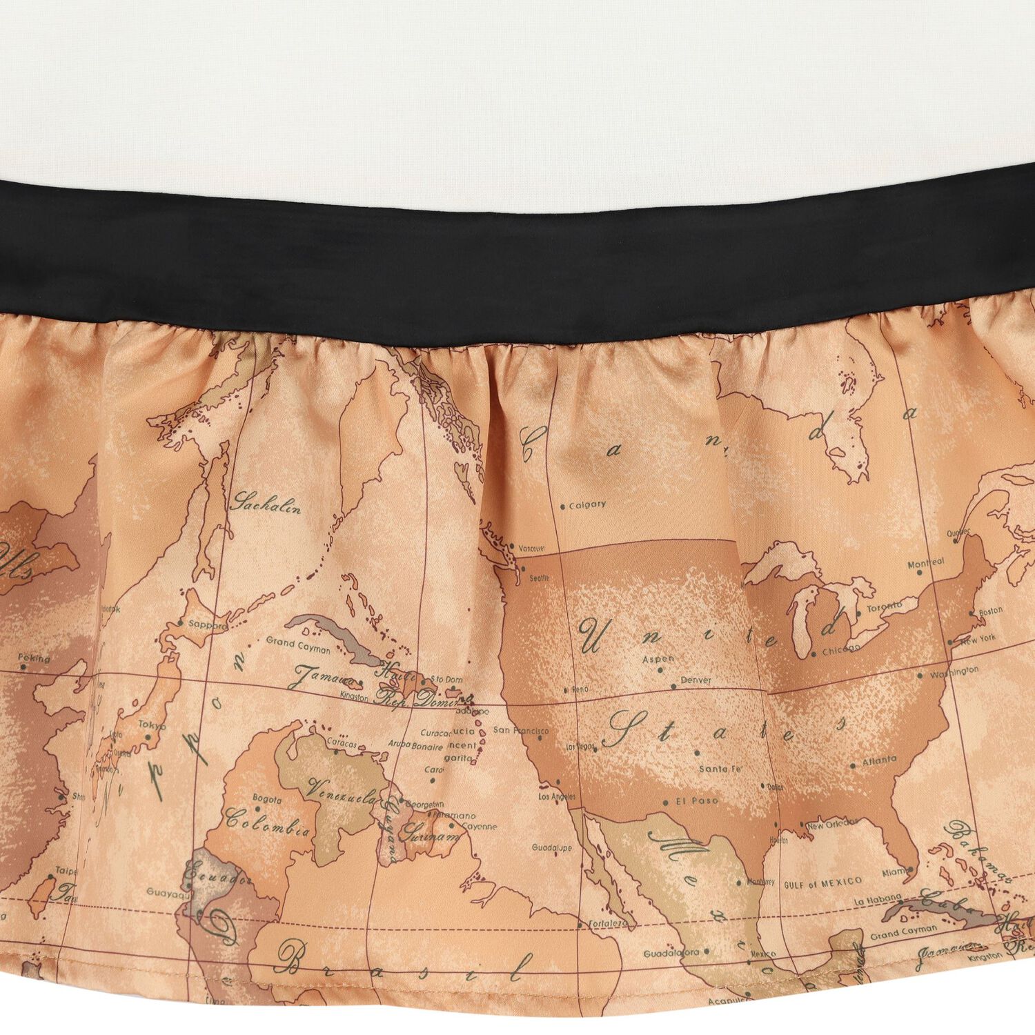 Girls Ivory & Beige Geo Map Dress, 1, hi-res