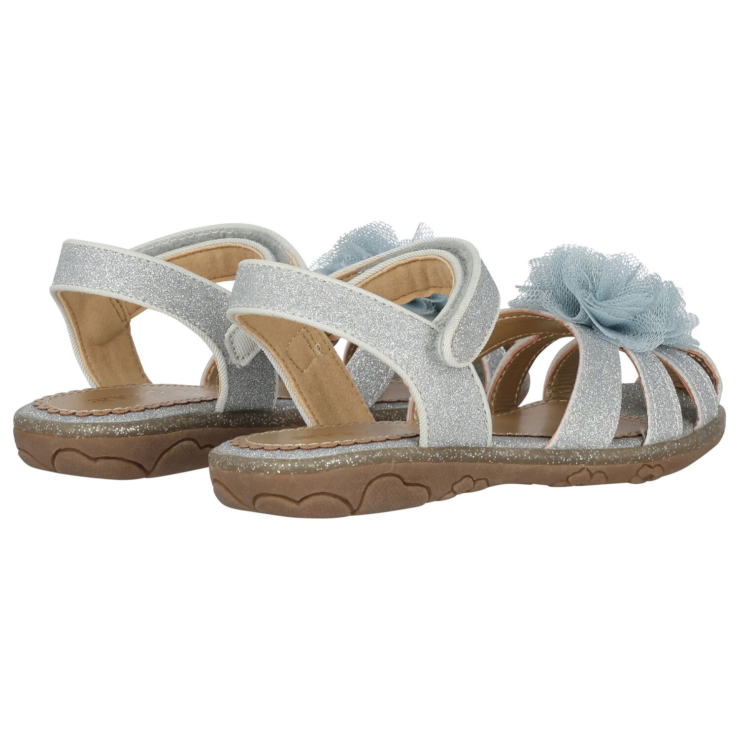 Younger Girls Silver Flower Sandals, 2, hi-res