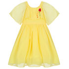 Girls Yellow Chiffon Dress, 1, hi-res