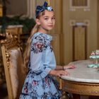 Girls Blue Floral Chiffon Skirt, 1, hi-res