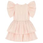 Girls Pink Logo Tiered Dress, 2, hi-res