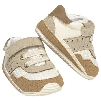 Baby Boys Beige & Ivory Pre Walker Trainers