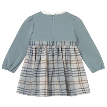 Younger Girls Blue & Beige Plaid Dress