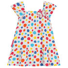 Girls White Polka Dot Dress, 1, hi-res