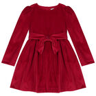 Girls Red Long Sleeve Dress, 1, hi-res