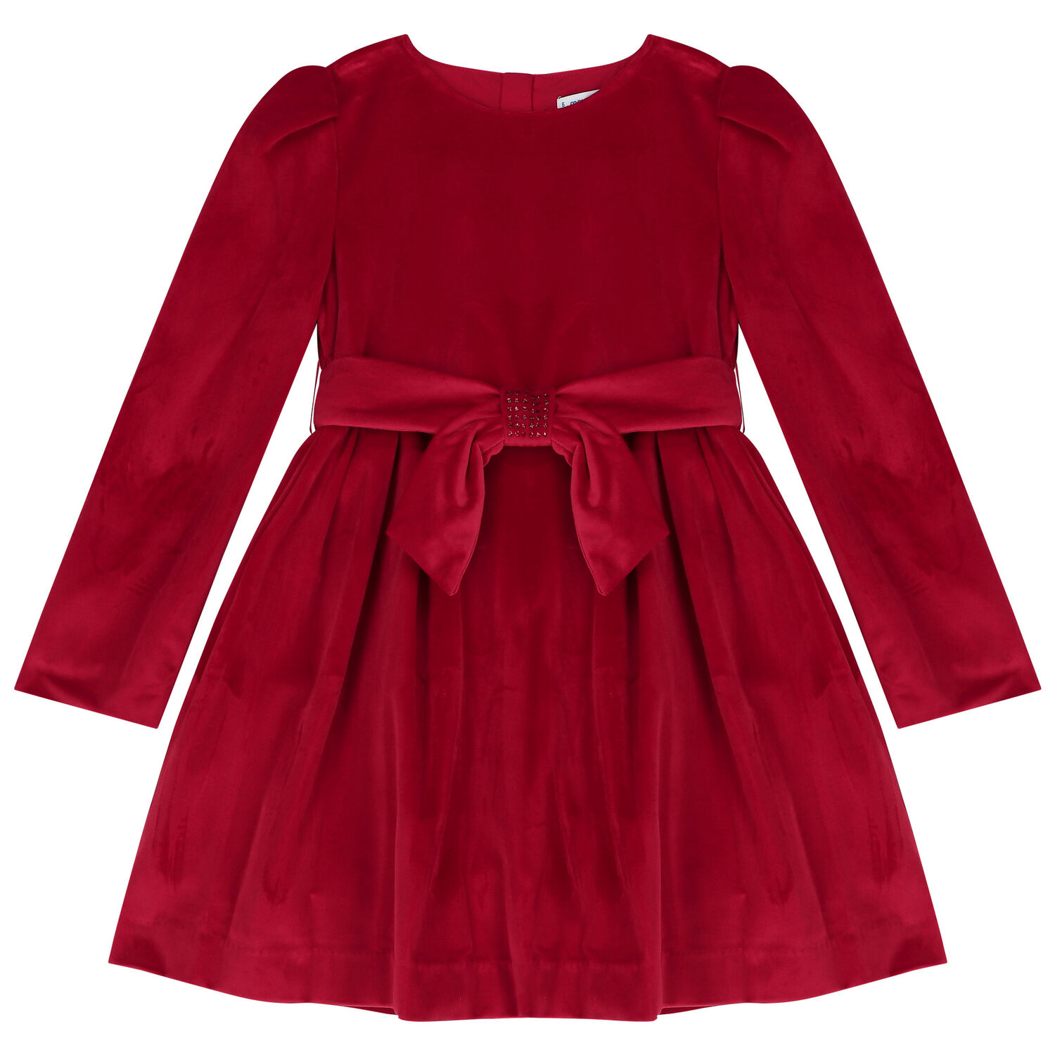 Girls Red Long Sleeve Dress, 1, hi-res