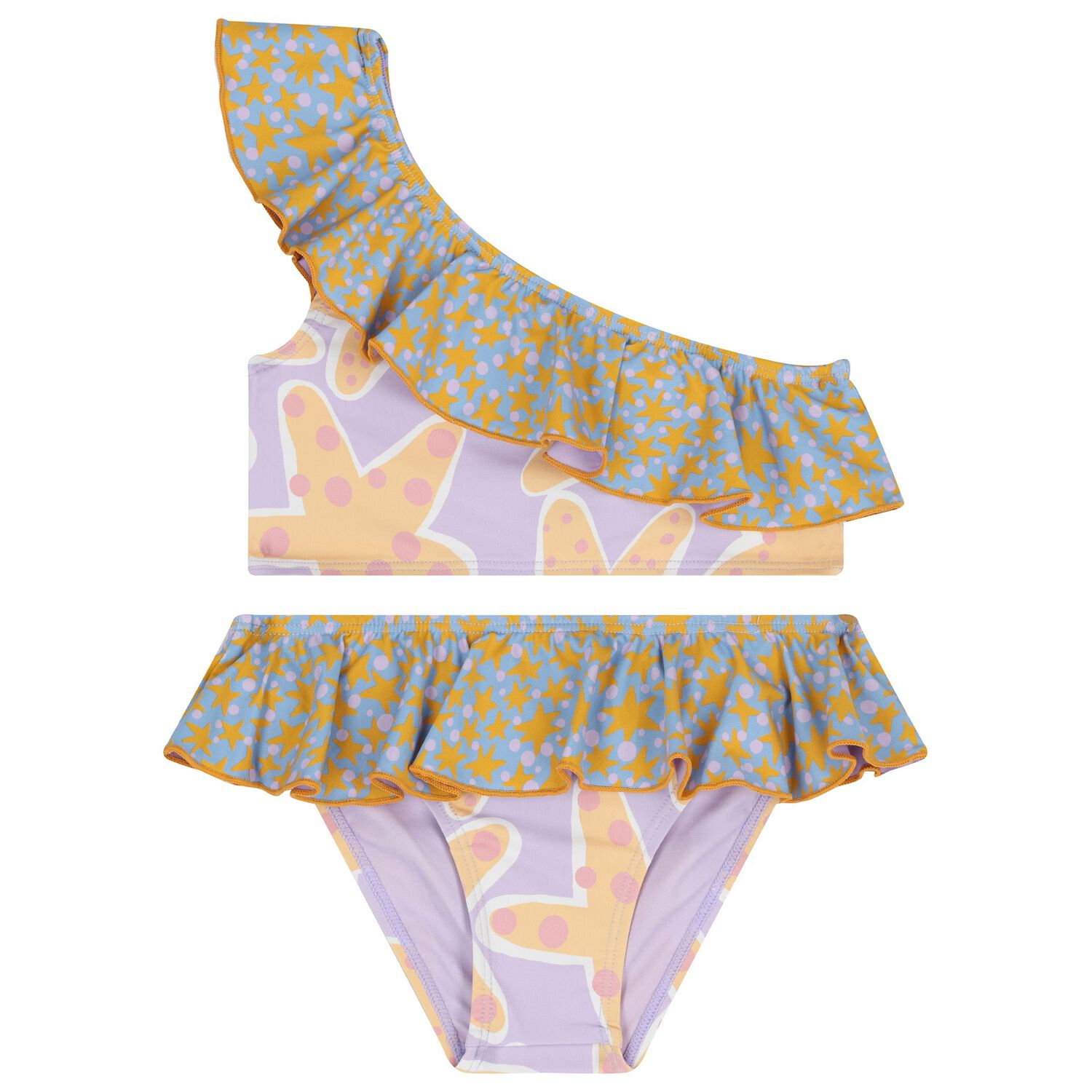 Girls Purple & Blue Stars Bikini, 1, hi-res