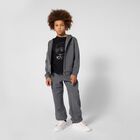 Boys Grey Logo Hooded Zip Up Top, 1, hi-res