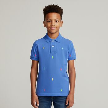 Boys Blue Logo Polo Shirt