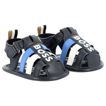 Baby Boys Navy Blue Logo Sandals
