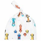 Baby Boys White Printed Hat, 1, hi-res