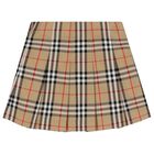 Girls Beige Check Skirt, 1, hi-res